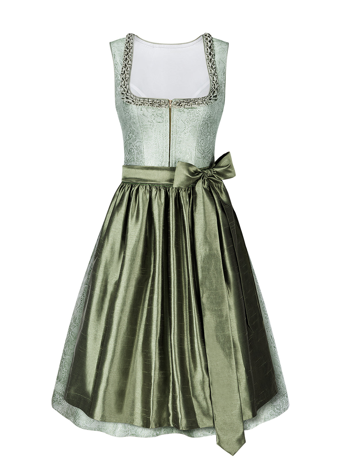 Dámský zelený zip na přední straně dirndl Alexis